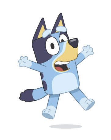 Bluey 兴奋地跳起来